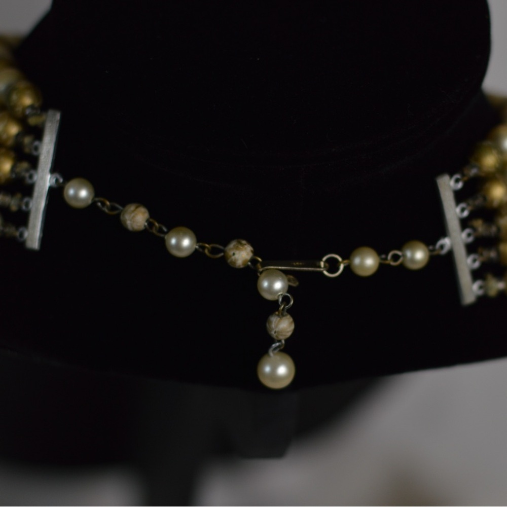 Multi strand chunky beaded crystal Victorian necklace - Picture 6 of 8